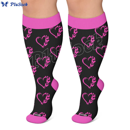 Plusock Plus Size Colorblock Heart Compression Socks - image 5