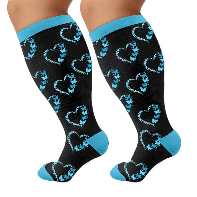 Plusock Plus Size Colorblock Heart Compression Socks - image 8