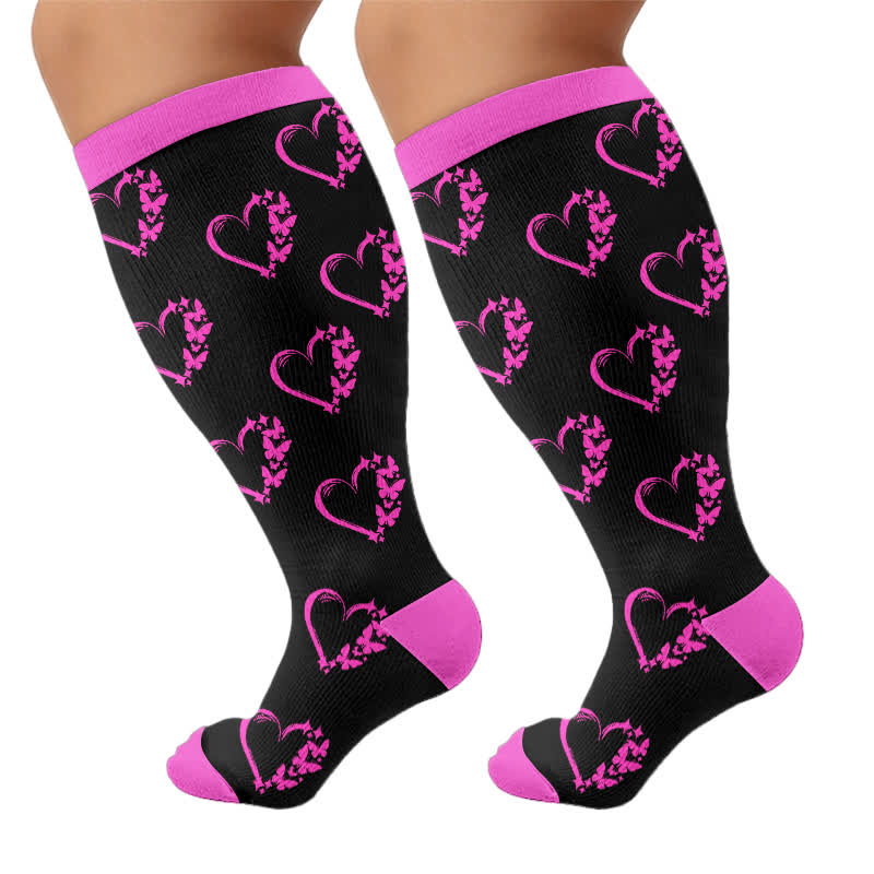 Plusock Plus Size Colorblock Heart Compression Socks - image 9