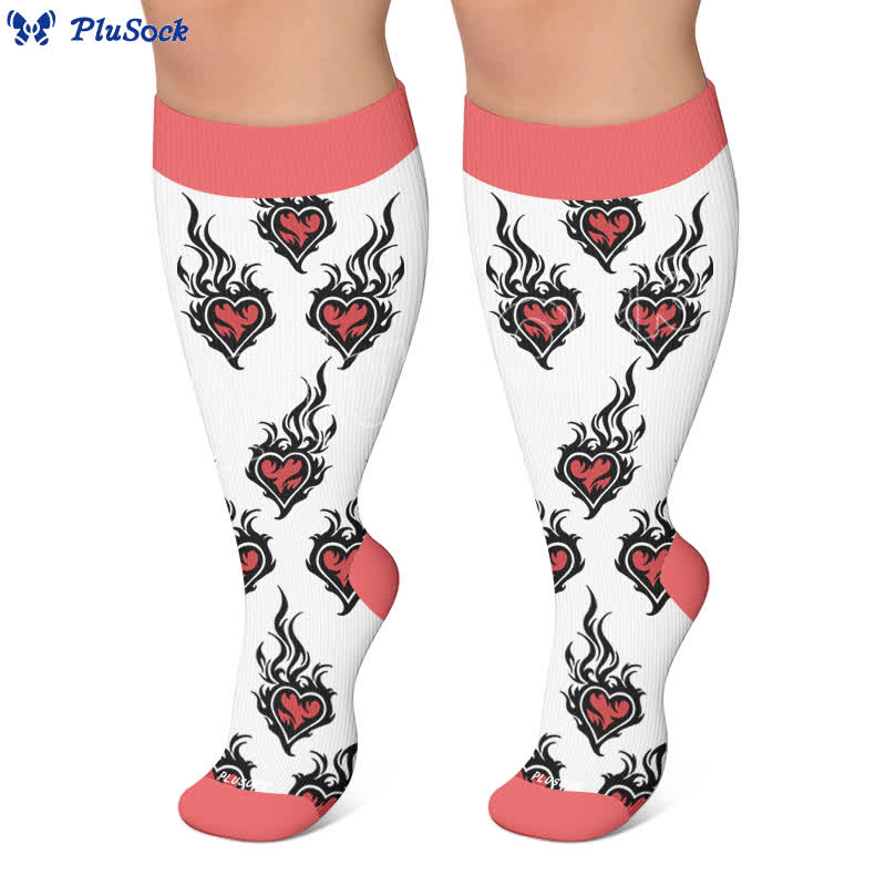 Plusock Plus Size Devil Skull Heart Compression Socks - image 7