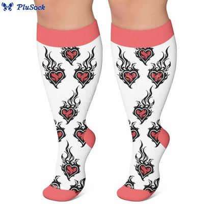 Plusock Plus Size Devil Skull Heart Compression Socks - image 7