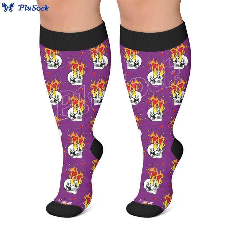 Plusock Plus Size Devil Skull Heart Compression Socks - image 6