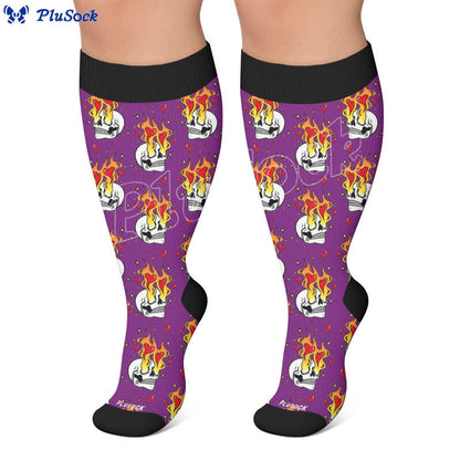 Plusock Plus Size Devil Skull Heart Compression Socks - image 6