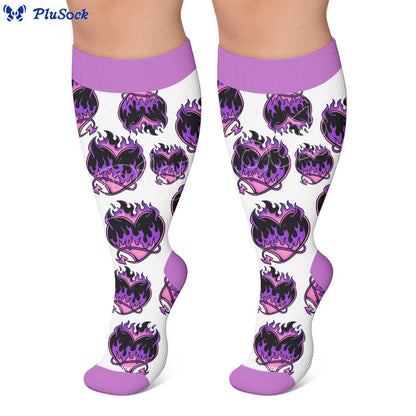 Plusock Plus Size Devil Skull Heart Compression Socks - image 5
