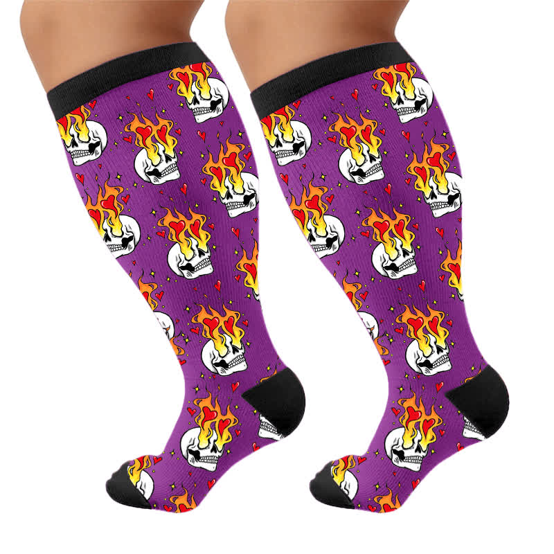 Plusock Plus Size Devil Skull Heart Compression Socks - image 9