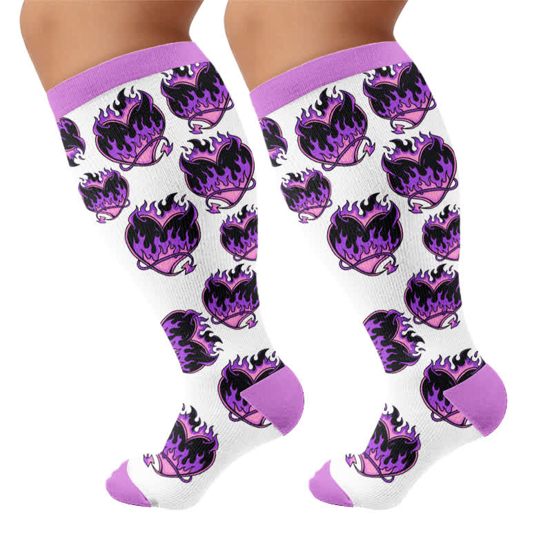Plusock Plus Size Devil Skull Heart Compression Socks - image 8