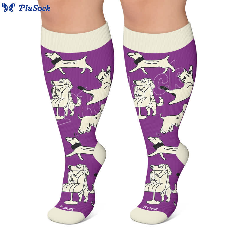 Plusock Plus Size Colorful Cat Face Compression Socks - image 6