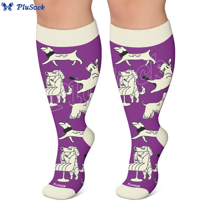 Plusock Plus Size Colorful Cat Face Compression Socks - image 6