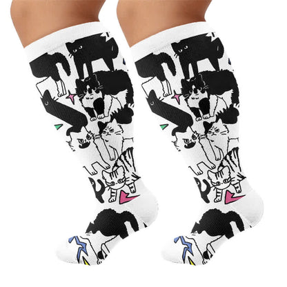 Plusock Plus Size Colorful Cat Face Compression Socks - image 8