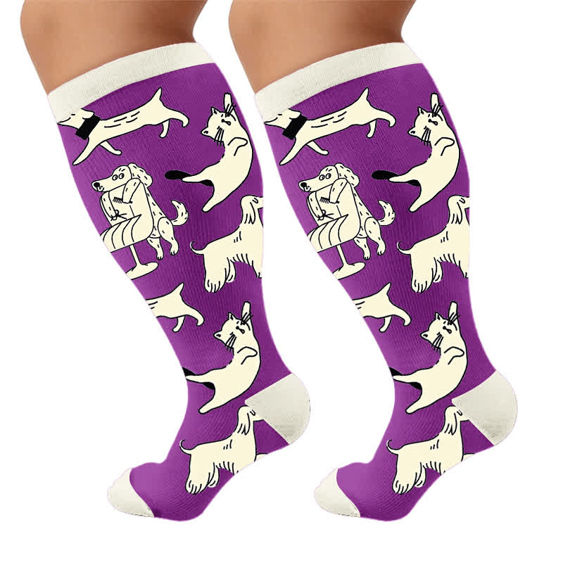 Plusock Plus Size Colorful Cat Face Compression Socks - image 9