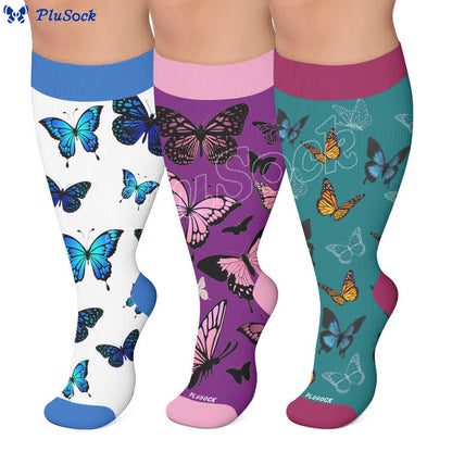 Plusock Plus Size Allover Butterfly Compression Socks - image 0