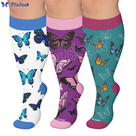 Plusock Plus Size Allover Butterfly Compression Socks - image 0