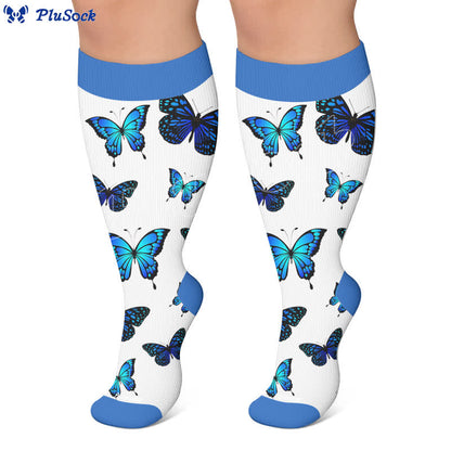 Plusock Plus Size Allover Butterfly Compression Socks - image 5