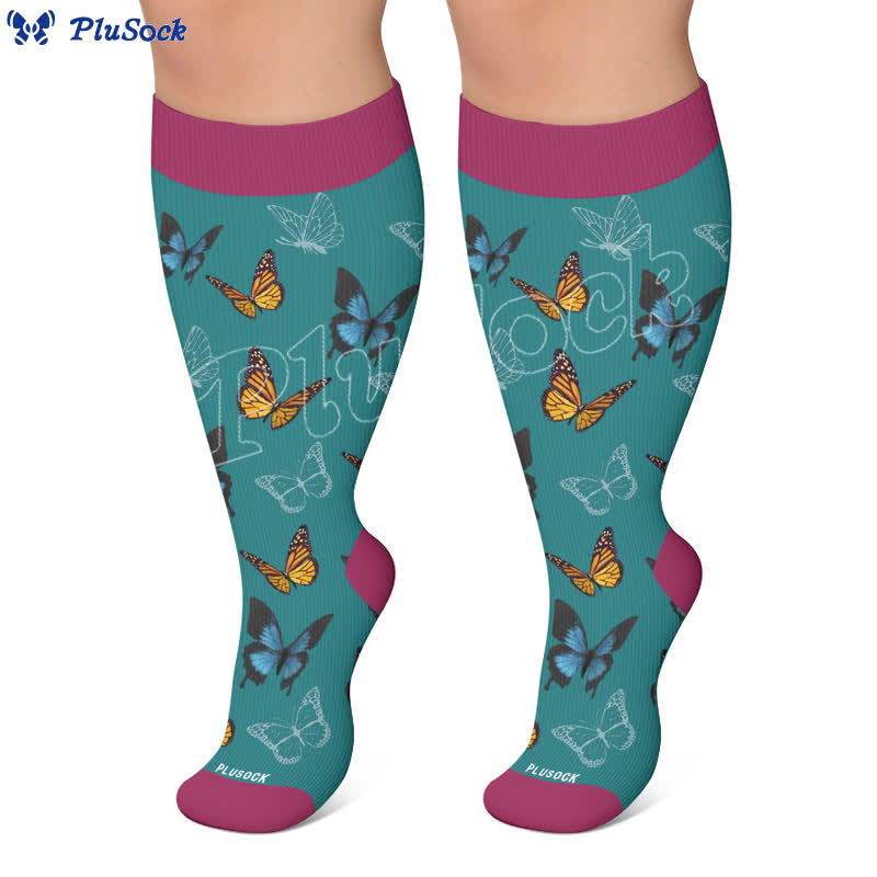 Plusock Plus Size Allover Butterfly Compression Socks - image 7