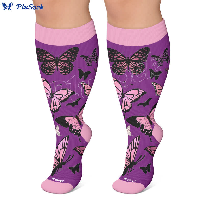 Plusock Plus Size Allover Butterfly Compression Socks - image 6