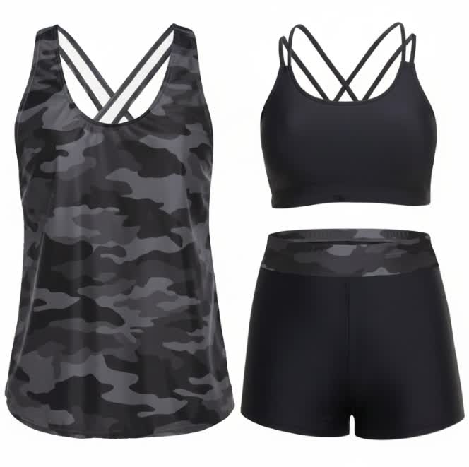 Plusock Sport Tankini Three-Piece Tankini Set - image 17