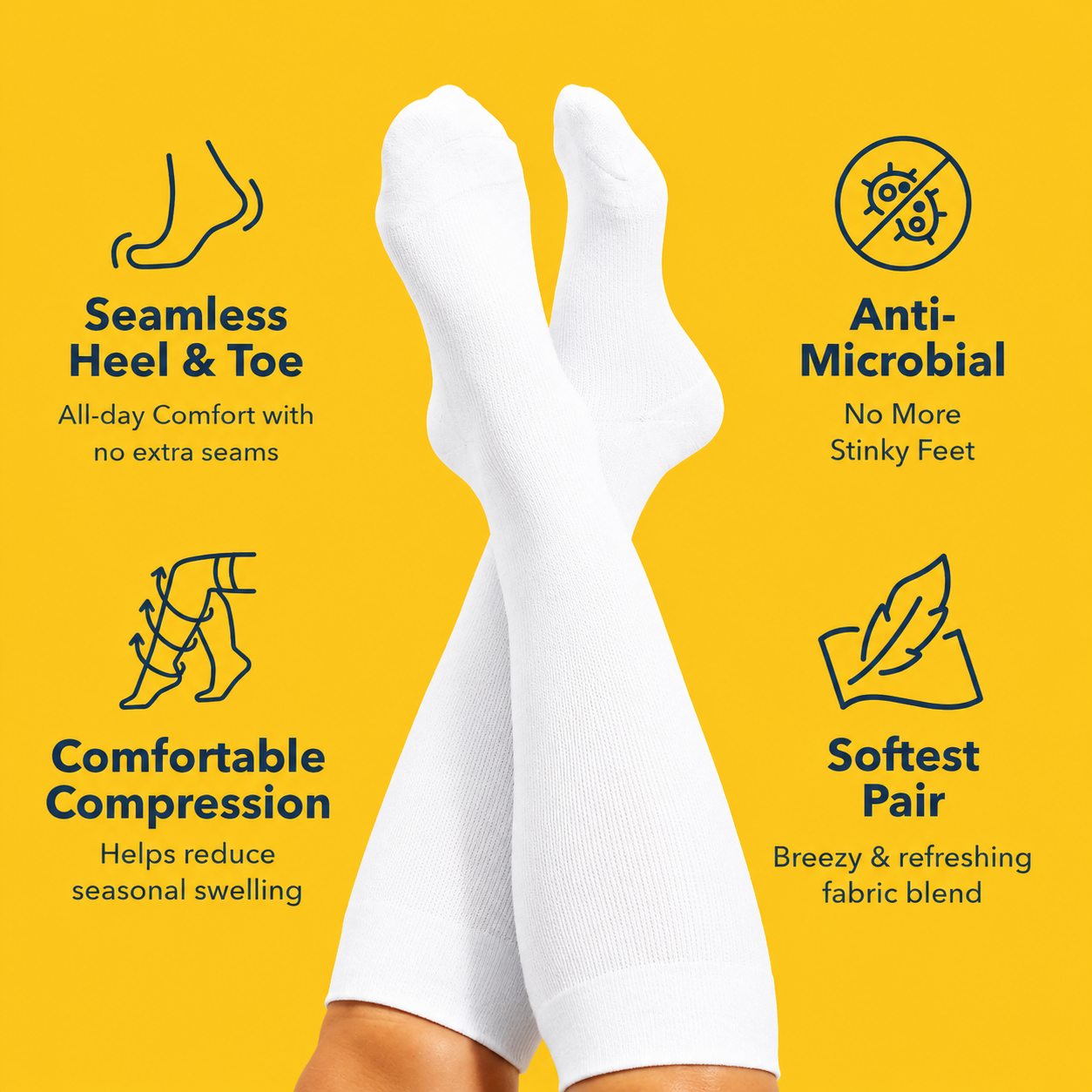 Plusock Plus Size White Bamboo Compression Socks - image 1