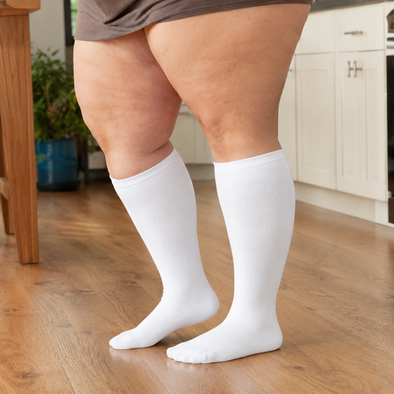 Plusock Plus Size White Bamboo Compression Socks - image 3