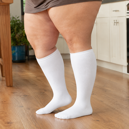 Plusock Plus Size White Bamboo Compression Socks - image 3