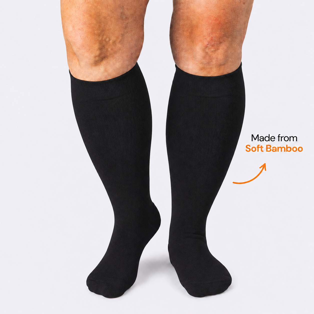 Plusock Plus Size Black Bamboo Compression Socks - image 0