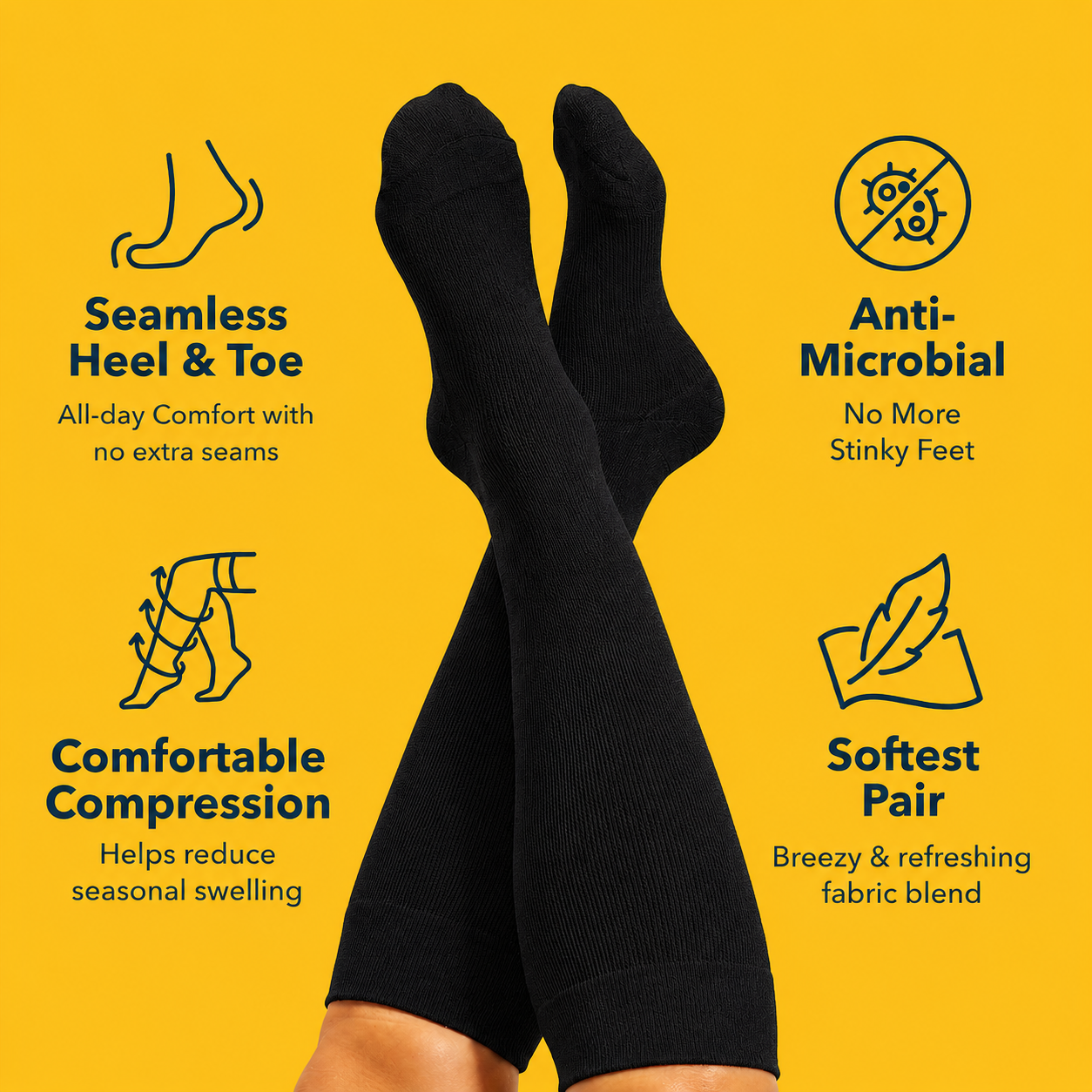 Plusock Plus Size Black Bamboo Compression Socks - image 2