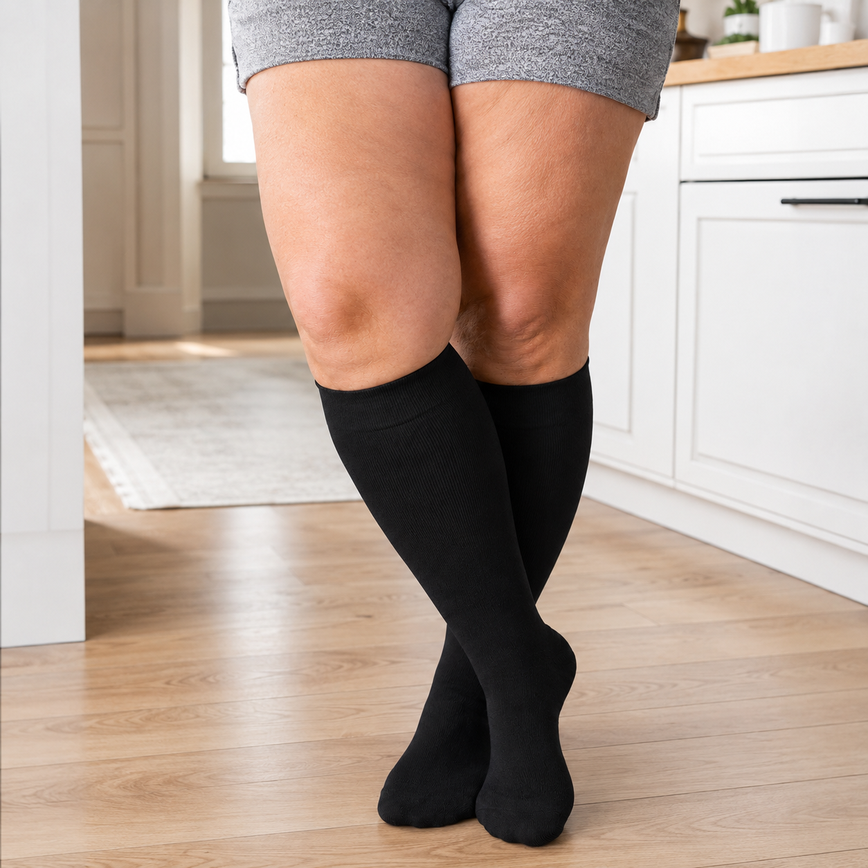 Plusock Plus Size Black Bamboo Compression Socks - Black - 4XL - image 3