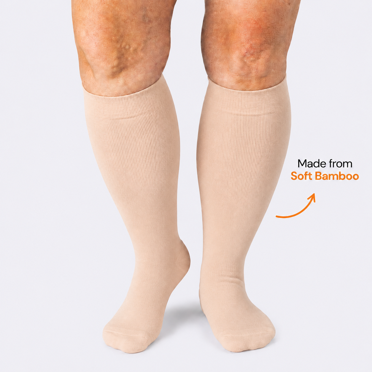 Plusock Plus Size Nude Bamboo Compression Socks - image 0