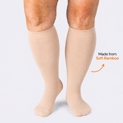 Plusock Plus Size Nude Bamboo Compression Socks - image 0