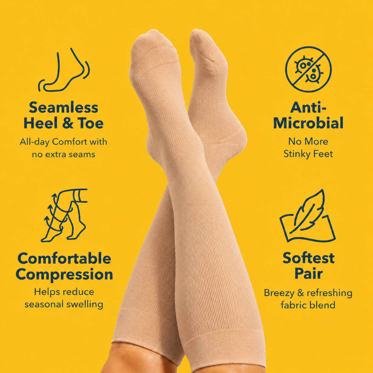 Plusock Plus Size Nude Bamboo Compression Socks - image 2