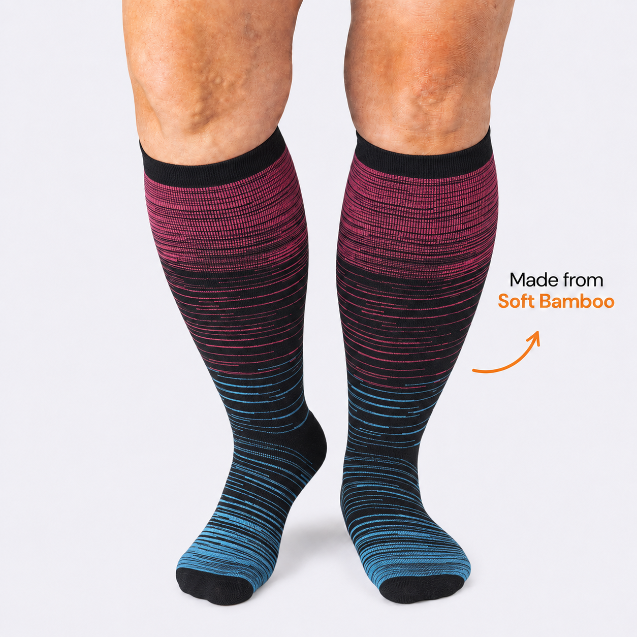 Plusock Plus Size Rose Stripe Bamboo Compression Socks - image 0