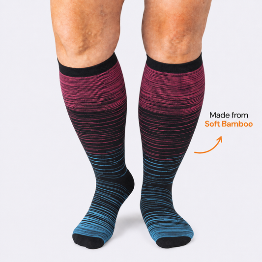 Plusock Plus Size Rose Stripe Bamboo Compression Socks - image 0