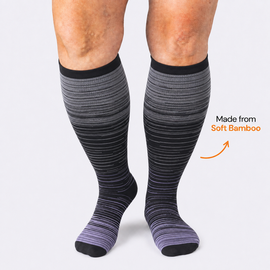 Plusock Plus Size Purple Stripe Bamboo Compression Socks - image 0