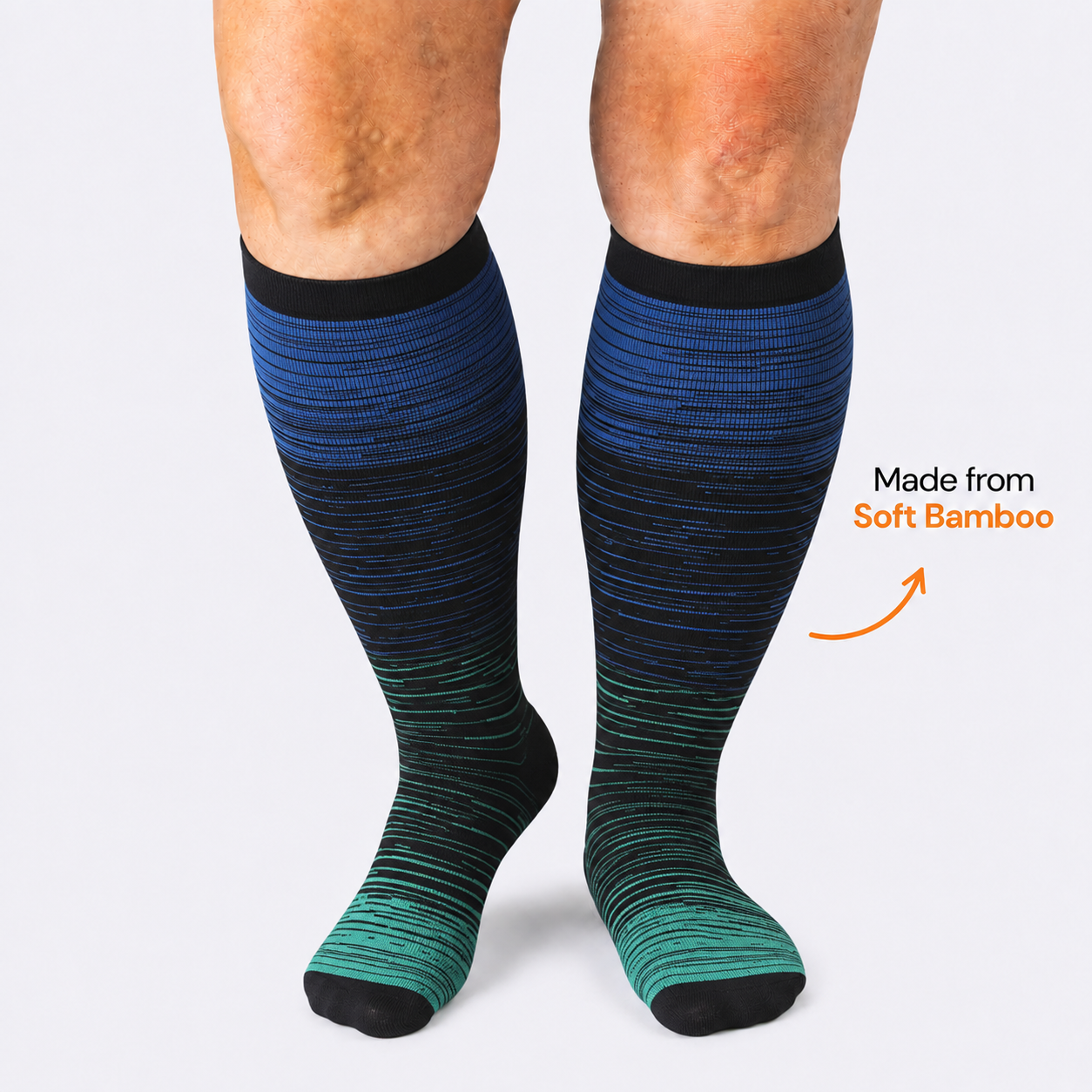 Plusock Plus Size Blue Stripe Bamboo Compression Socks - image 0