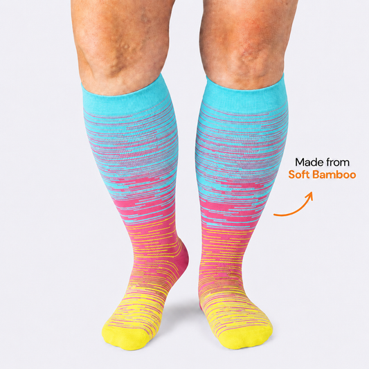 Plusock Plus Size Pink Stripe Bamboo Compression Socks - image 0