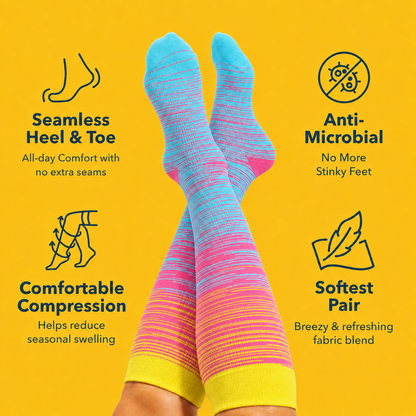 Plusock Plus Size Pink Stripe Bamboo Compression Socks - image 2