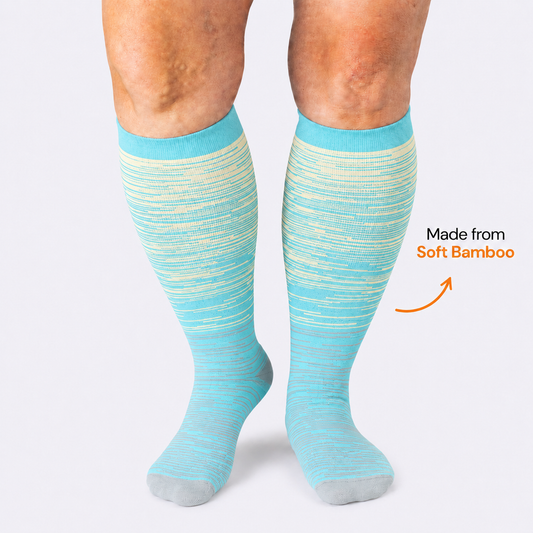 Plusock Plus Size Grey Stripe Bamboo Compression Socks - image 0