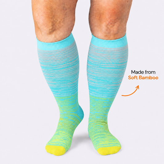 Plusock Plus Size Yellow Stripe Bamboo Compression Socks - image 0
