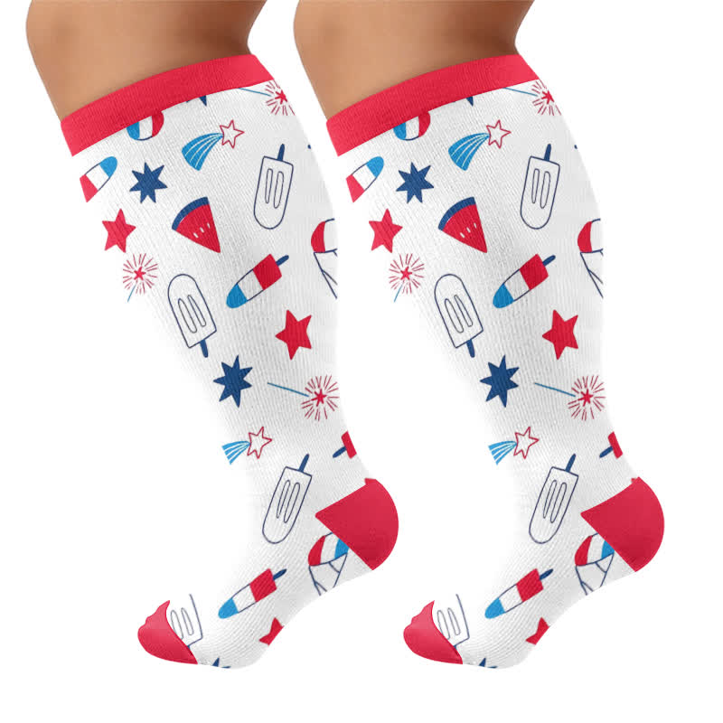 Plusock Plus Size Funny Pattern Compression Socks - Red(1 Pair) - 4XL - image 10