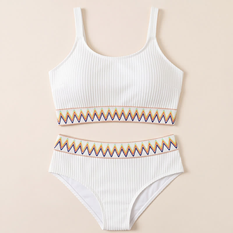 Plusock Curvy High Waist Ribbed Bikini Set - White - 4XL - image 8