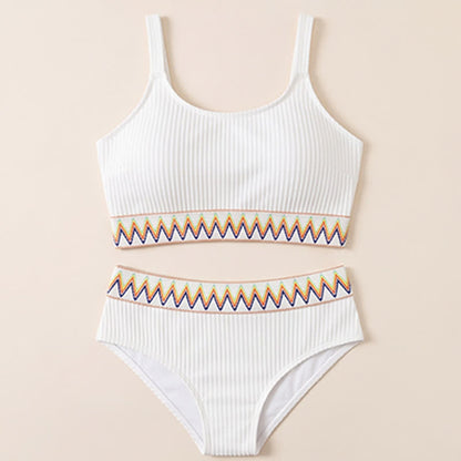 Plusock Curvy High Waist Ribbed Bikini Set - White - 4XL - image 8