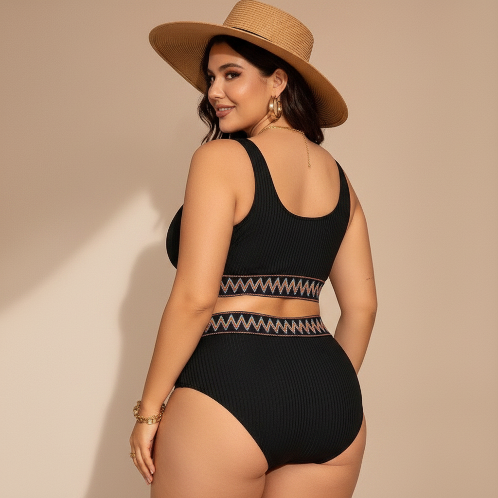 Plusock Curvy High Waist Ribbed Bikini Set - image 4