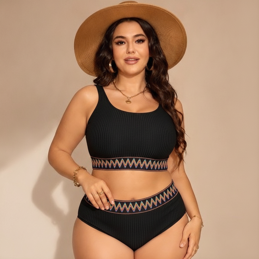 Plusock Curvy High Waist Ribbed Bikini Set - image 3