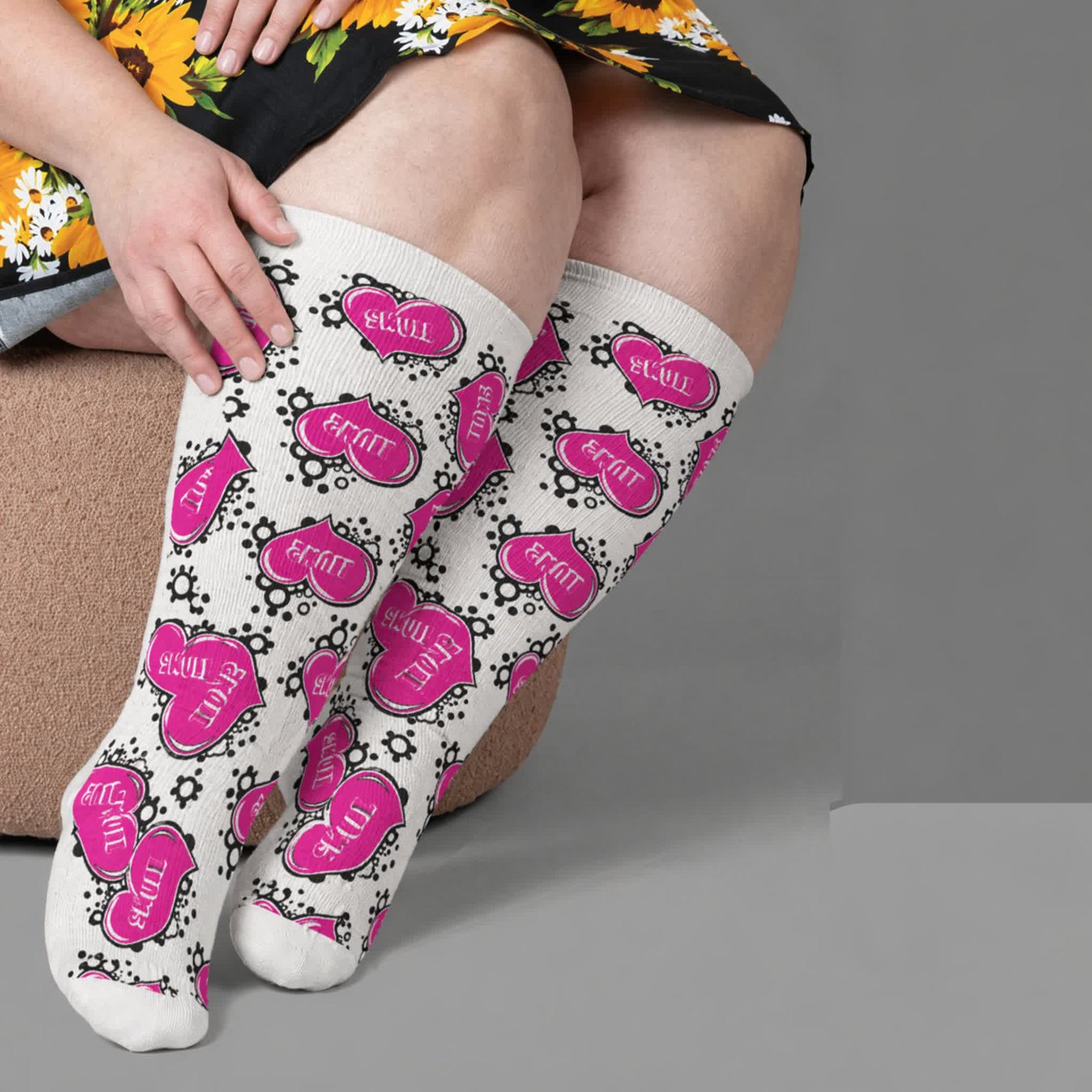 Plusock Plus Size Skull Crown Compression Socks - White(1 Pair) - 4XL - image 2