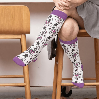 Plusock Plus Size Skull Crown Compression Socks - Purple(1 Pair) - 4XL - image 1