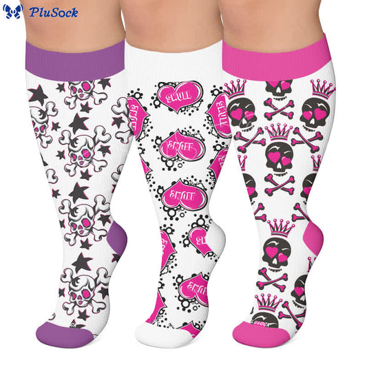 Plusock Plus Size Skull Crown Compression Socks - image 0