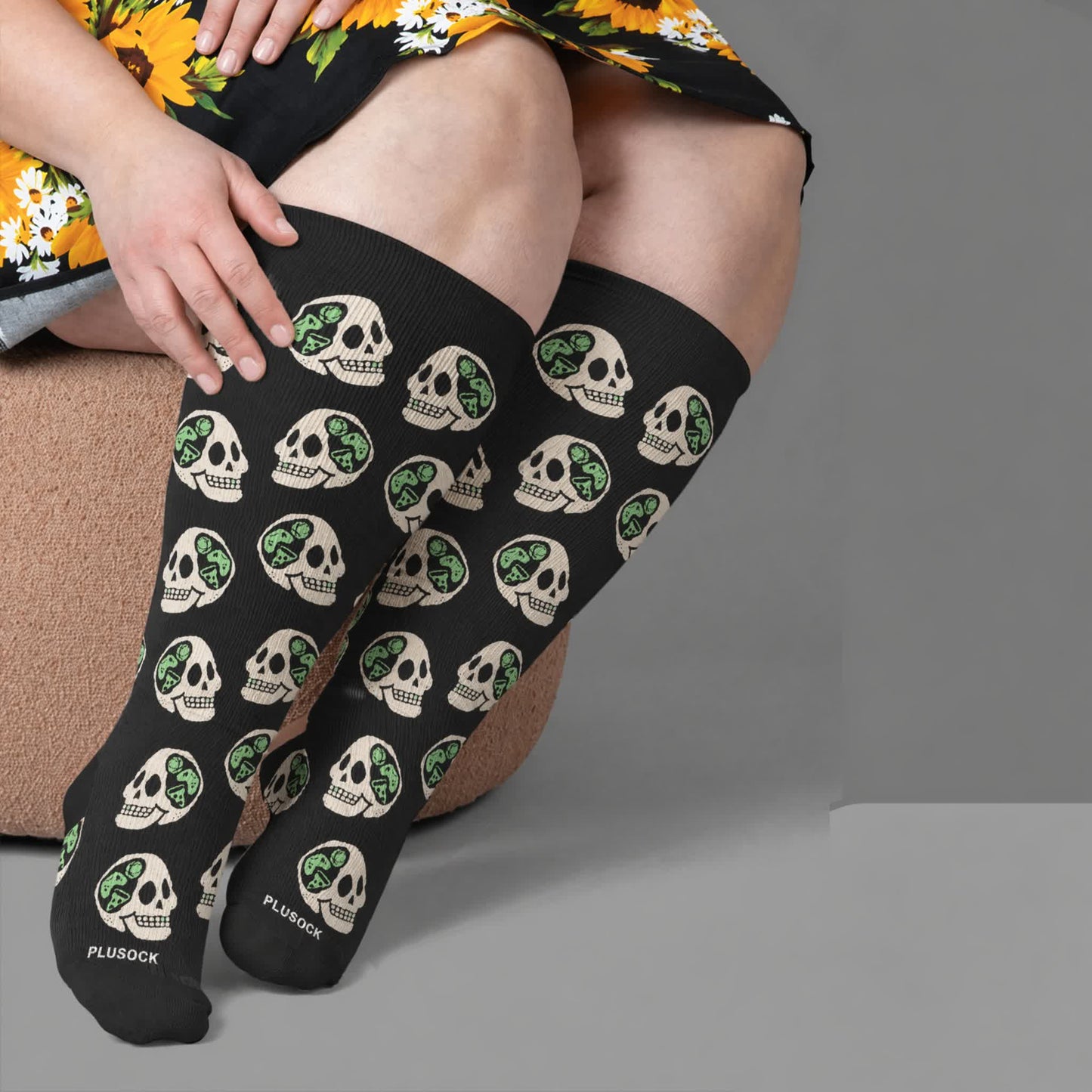 Plusock Plus Size 8-Ball Skull Compression Socks - Black(1 Pair) - 4XL - image 2