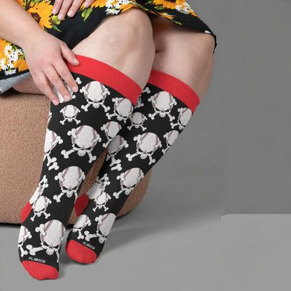 Plusock Plus Size 8-Ball Skull Compression Socks - Red(1 Pair) - 4XL - image 3
