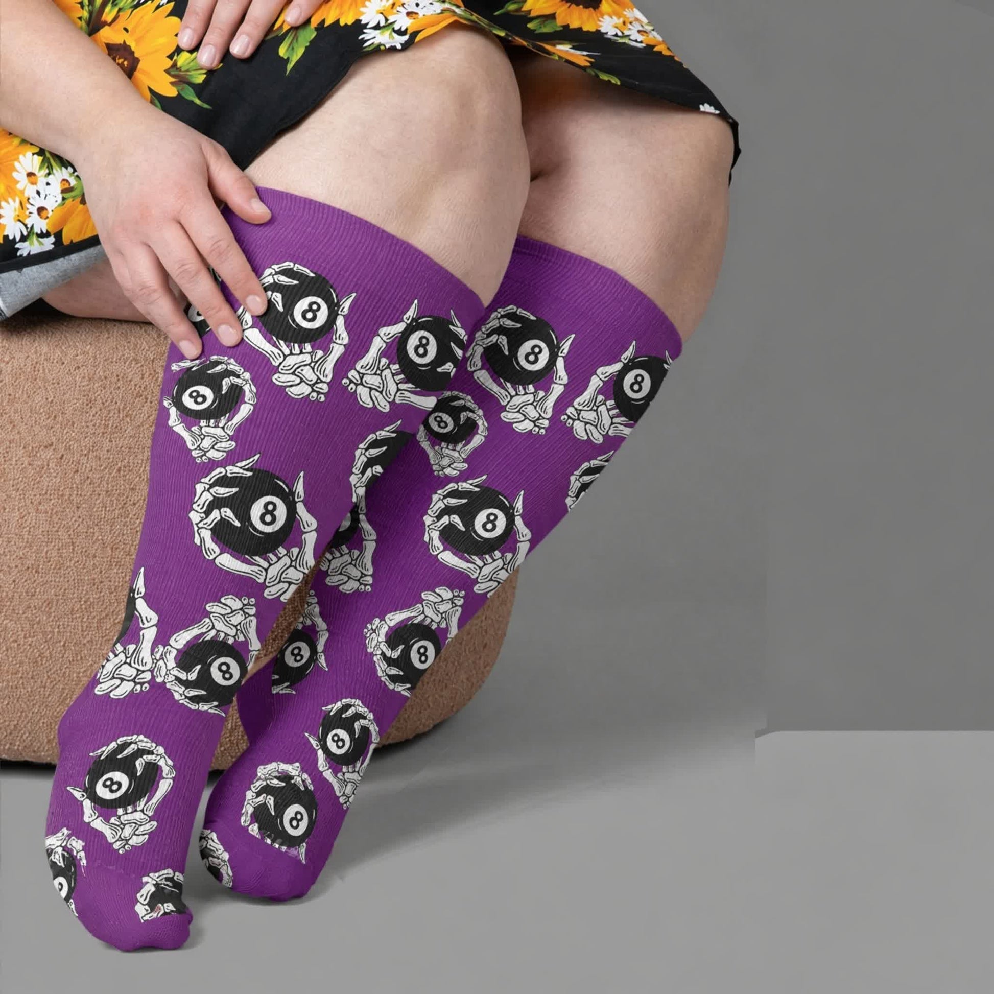 Plusock Plus Size 8-Ball Skull Compression Socks - Purple(1 Pair) - 4XL - image 1