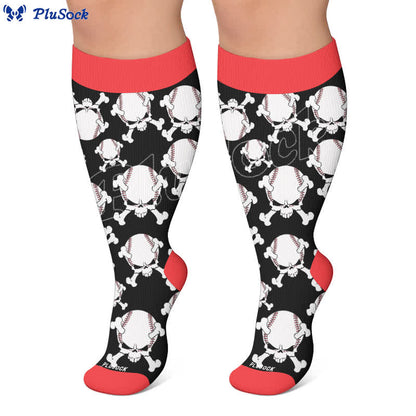 Plusock Plus Size 8-Ball Skull Compression Socks - image 7