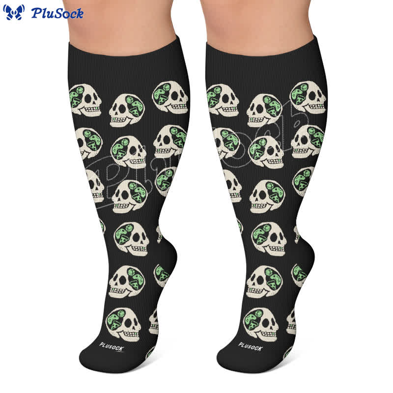 Plusock Plus Size 8-Ball Skull Compression Socks - image 6